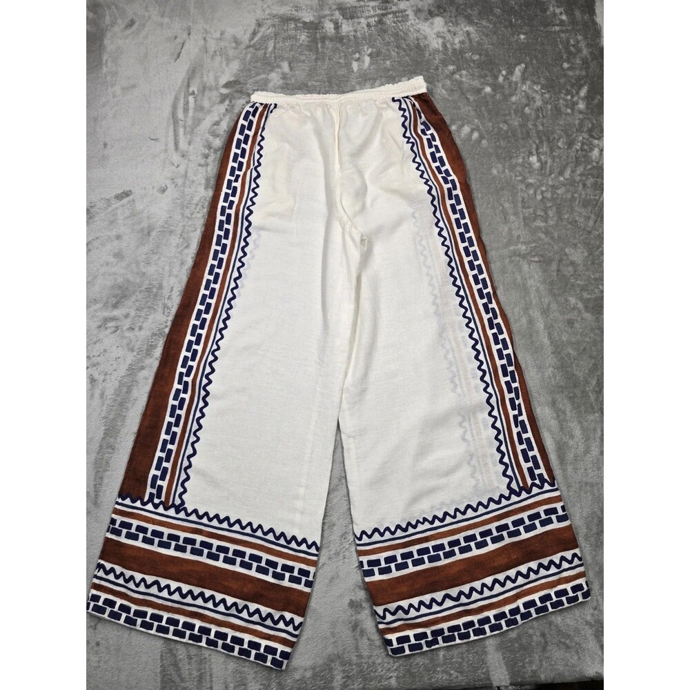 Anthropologie Womens XS Wide Leg Pants Linen Viscose Geometric Tile Print... - Picture 9 of 10
